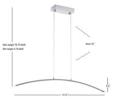 Roxanna 41.5" Dimmable Adjustable Integrated LED Metal Linear Pendant - JONATHAN Y